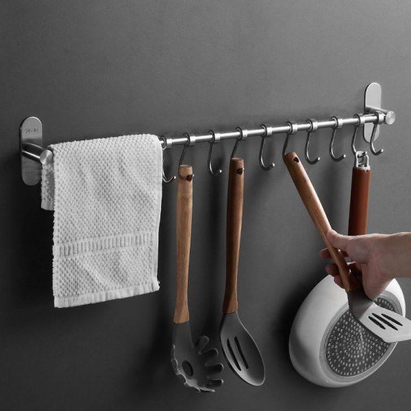 厨房置物架挂钩勺子铲子挂架免打孔多功能活动挂杆不锈钢毛巾杆,厨房/烹饪用具,水槽置物架,淘宝优惠券,粉丝福利购,淘宝优惠卷