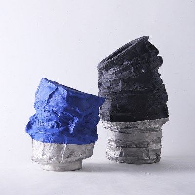 现代轻奢创意斜口撞色拼色陶瓷花器高档酒店样板间客厅电视柜花瓶,家居饰品,花瓶,淘宝优惠券,粉丝福利购,淘宝优惠卷