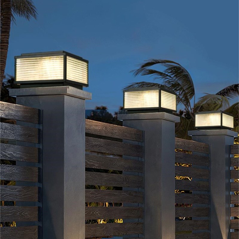 太阳能柱头灯别墅户外防水柱子灯花园庭H院围墙灯接电门头灯立柱
