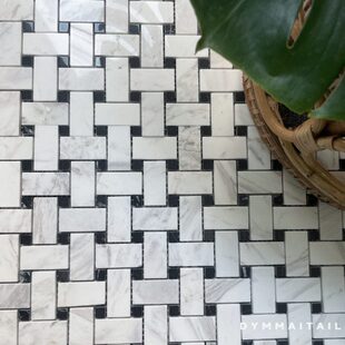 纹理简约古风马赛克黑白客厅背景墙天然大理石地砖复古编织中天然