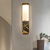 梅花卧室床走廊过道灯头灯中国风禅意全铜具新中式 饰灯 壁灯客厅装