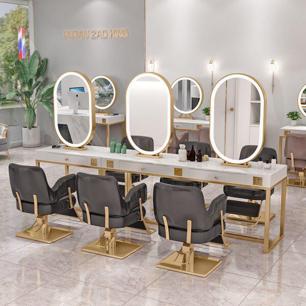 带灯化妆镜婚纱网红化妆桌工作室梳妆台专业影楼美容院专用双面店