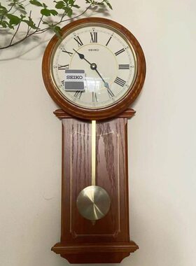 餐厅O客厅卧室实木挂钟K摆动日本精工213钟/感105欧式ISE