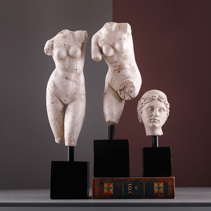 装饰摆件北欧残缺雕像复q古雕塑艺术品客厅书房书柜创意家居装饰