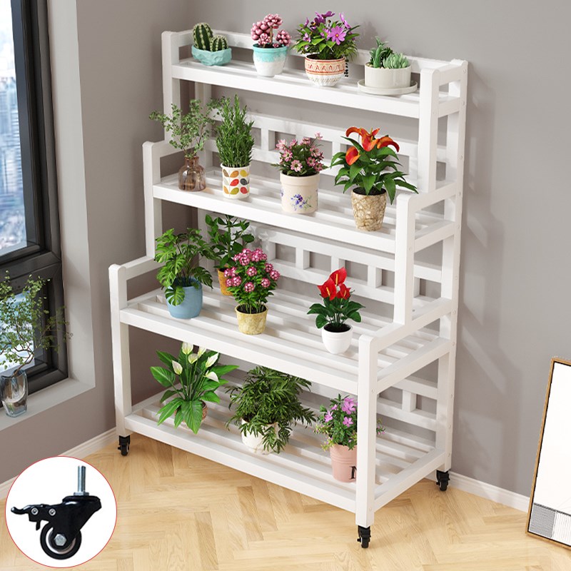 花架置物架带轮多层阳台落地客厅室内阶梯式多肉铁艺户Y外花盆架