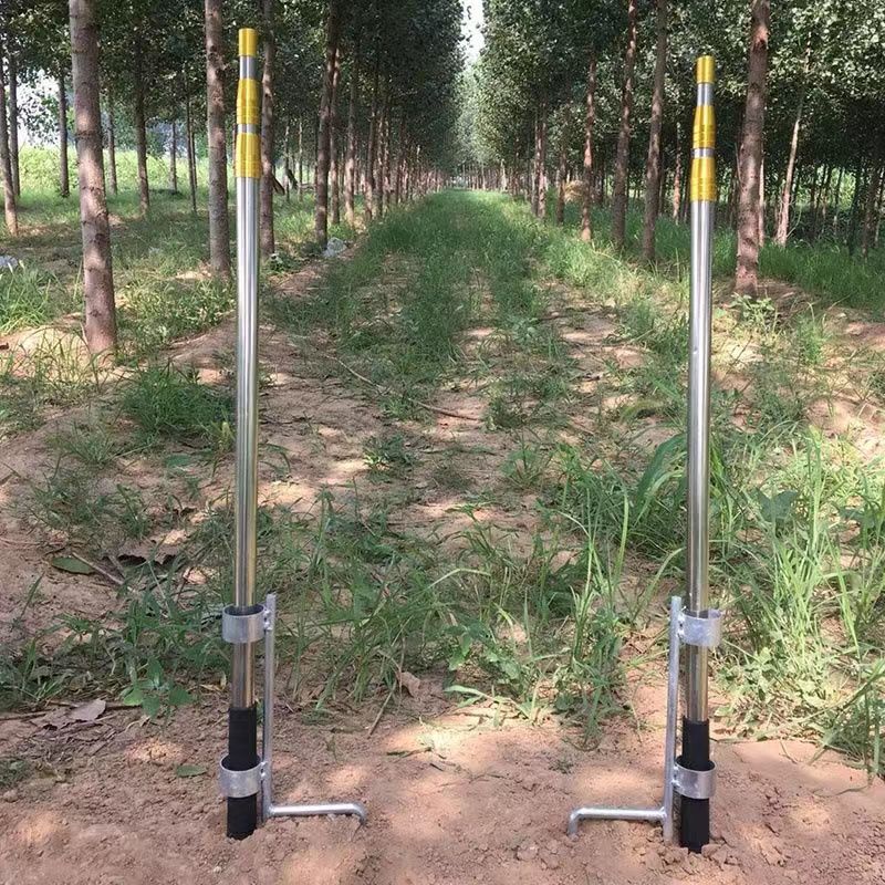 不锈钢捞网杆伸缩定位杆地插杆加粗加厚3米4米5Q米6米地插伸缩杆