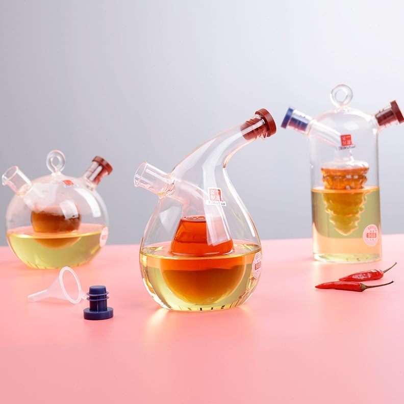 醋酱油油瓶网红二合一醋瓶防漏厨房瓶空酒瓶一体挂油创意不油玻璃