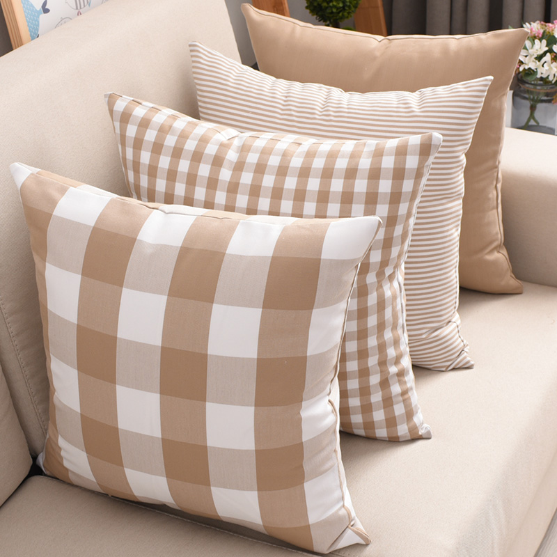经典格子抱枕靠垫套办公室靠v枕沙发套格子靠垫田园靠枕大号抱枕