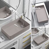 脸洗手盆孔偏槽侧卡其色洗衣池排水面盆陶瓷洗衣盆洗衣台上盆下水