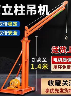 双立柱家用小型升降吊机220v室外屋顶建筑装修1吨电动提升起重机