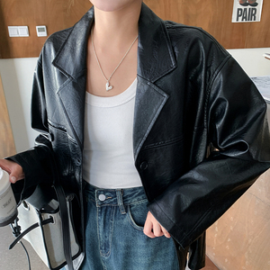 2025秋装新款-3013款-韩系甜酷宽松休闲皮衣外套P125-K195图片