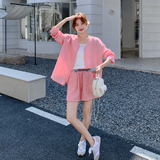 26年夏季新款-松弛感粉色显白衬衫套装ZB187-1013-P130-K218，女装套装/套裙，浙宝187