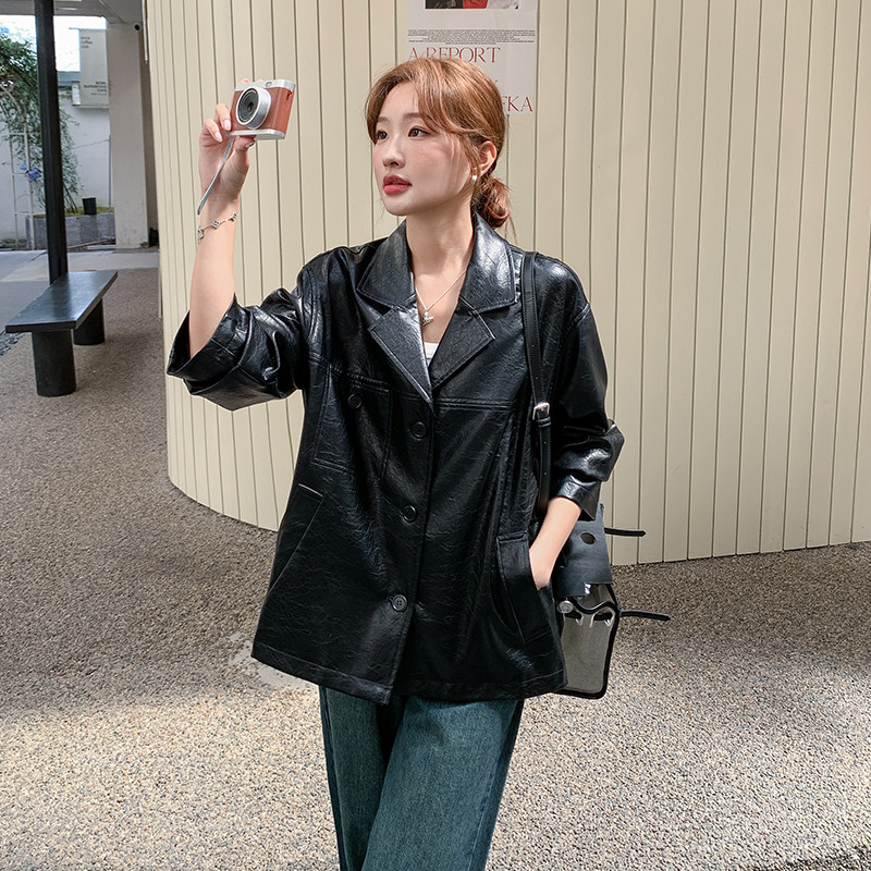 2025秋装新款-3013款-韩系甜酷宽松休闲皮衣外套P125-K195,女装皮衣,浙宝187