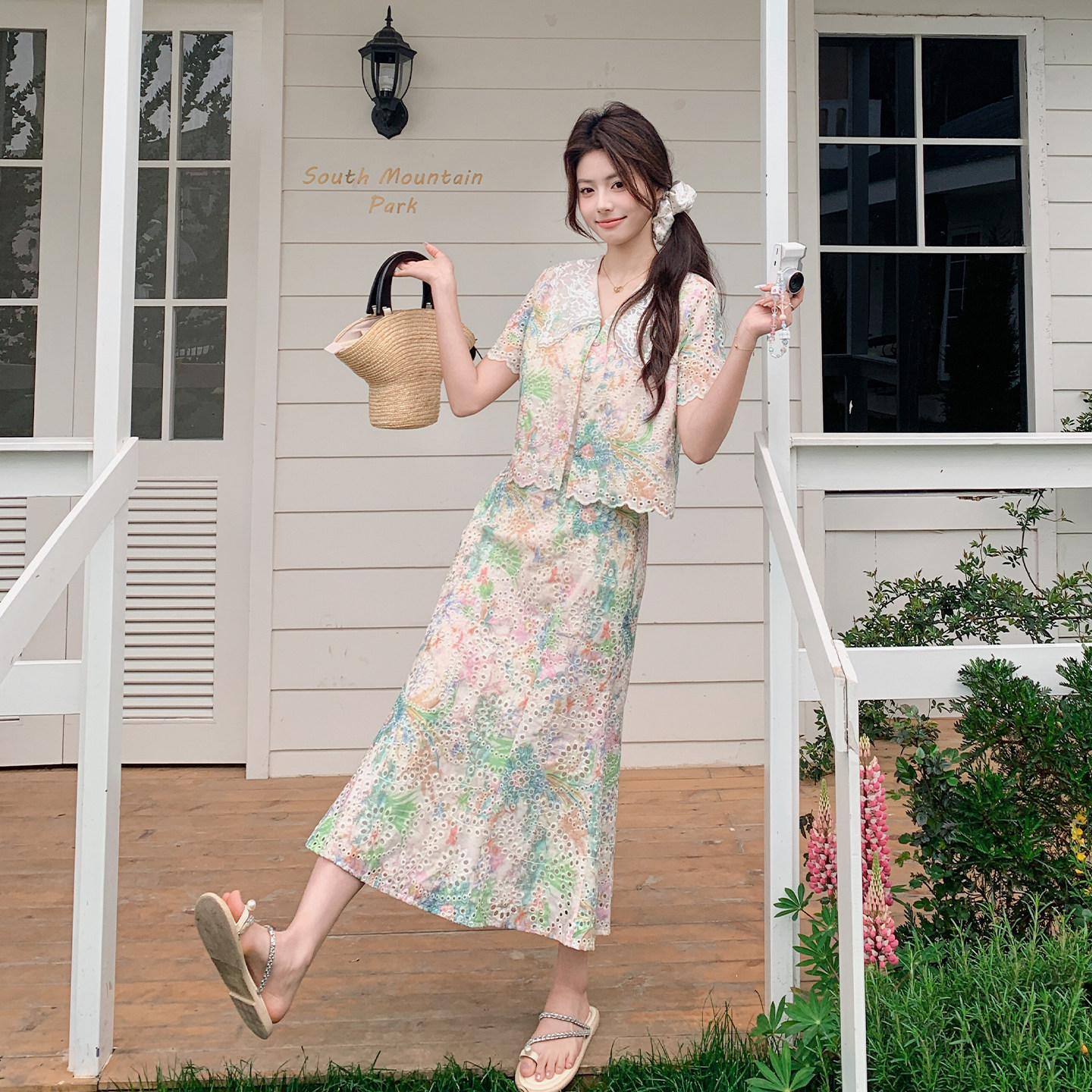 夏季新品-绿野仙踪显瘦蕾丝两件套裙装ZB187-1009-P155-K248，女装职业装，浙宝187