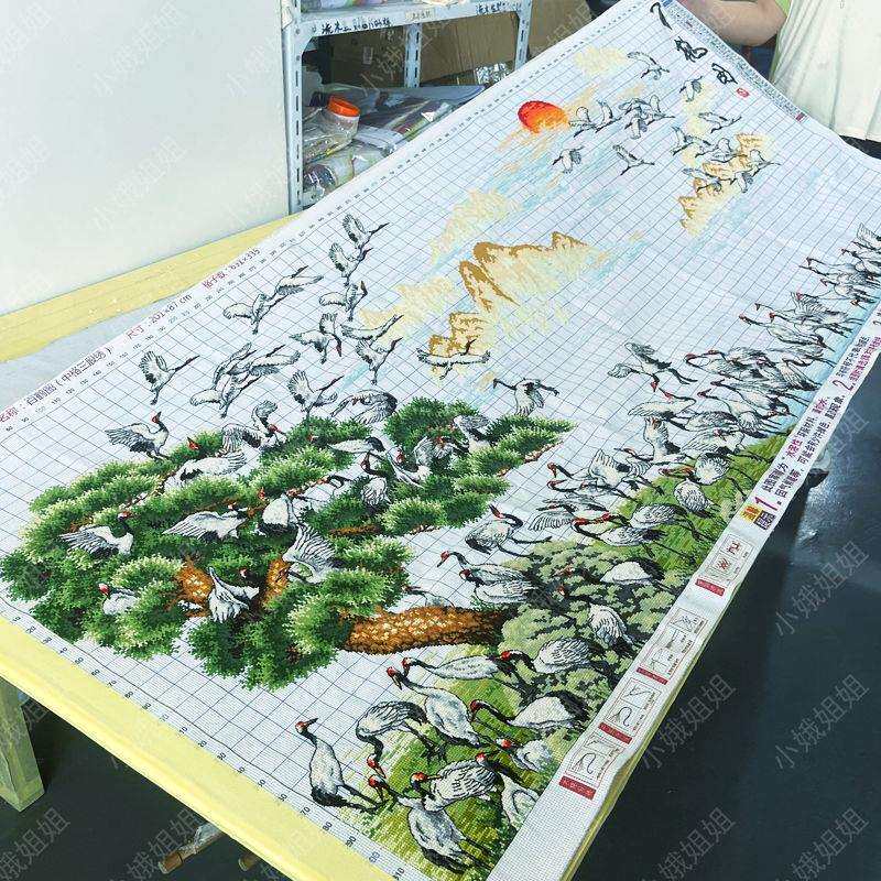 百鹤图十字绣成品不带框纯手工出售已绣好年2025新款客厅高端仙鹤