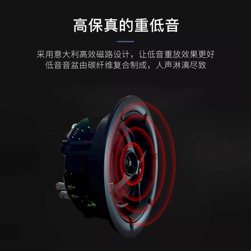 华尔思L14吸顶喇叭家庭背景音乐主机用定阻35w吸顶喇叭6.5寸盆