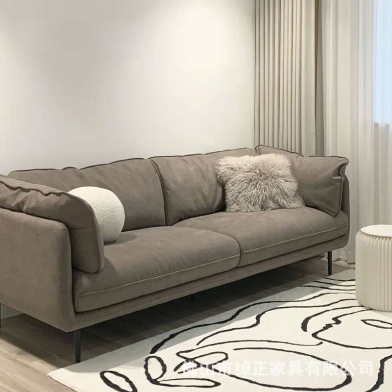 北欧表情意式简约HUG科技布布艺沙发三人四人转角羽绒褐灰色KS05