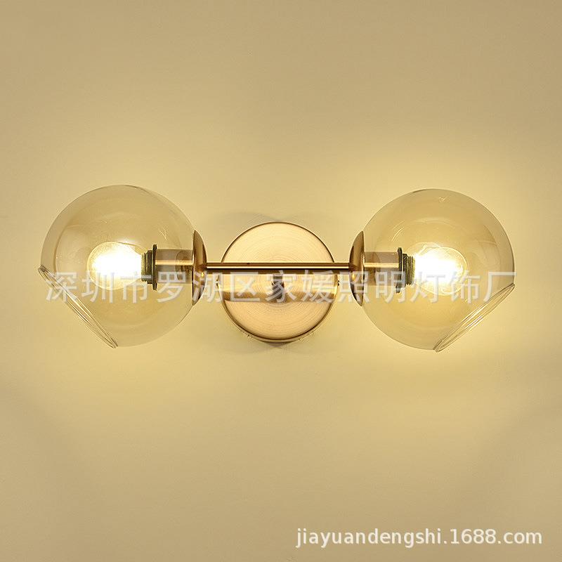 北欧创意玻璃罩壁灯卧室走廊过道客厅灯现代简约双头LED装饰灯具