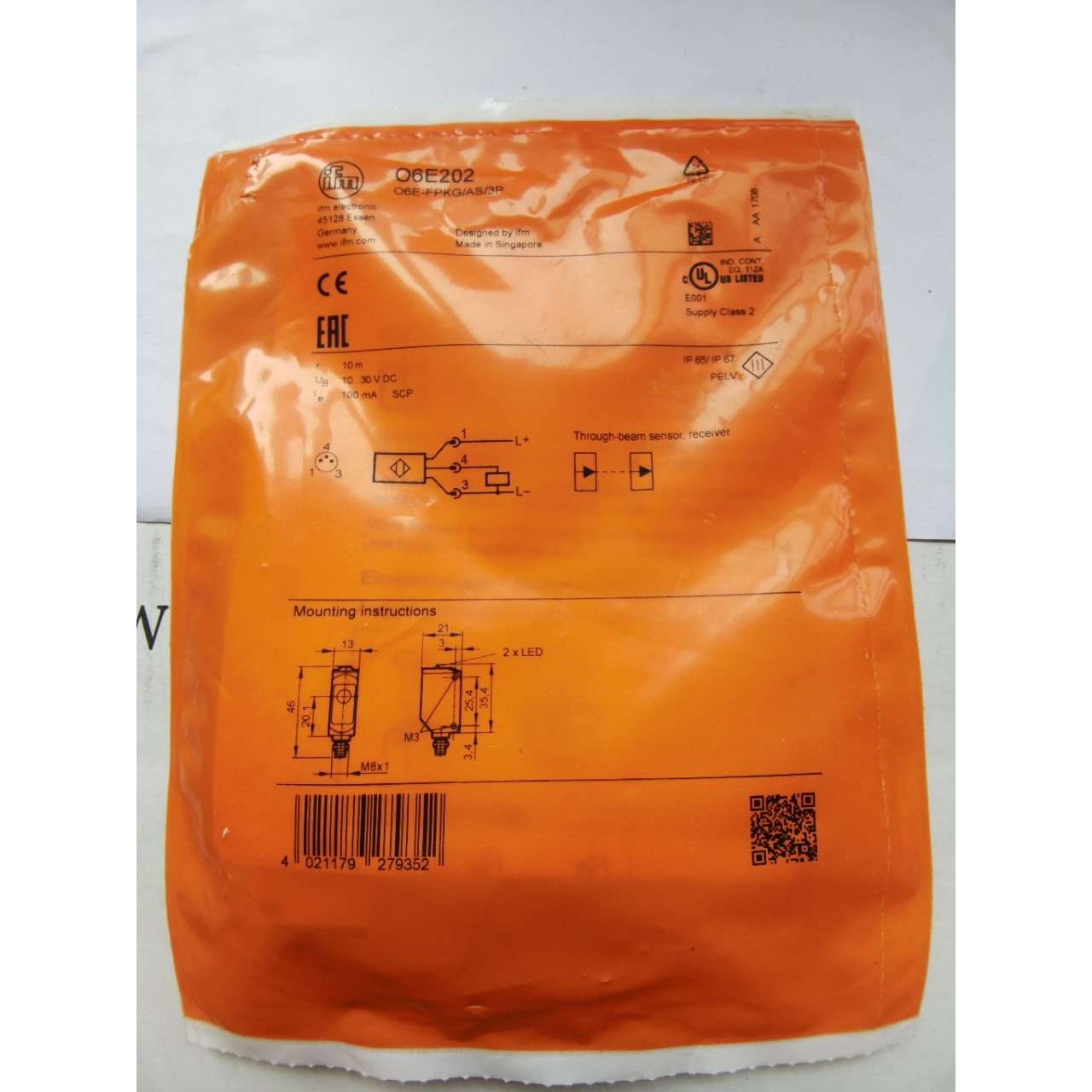 光电开关 O6E202  O6E-FLK G/AS/3P