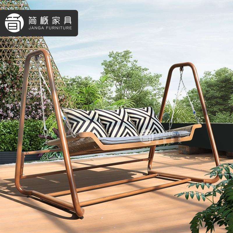 户外庭院秋千摇椅露台花园吊椅摇篮家具小院阳台藤编休闲双人摇椅