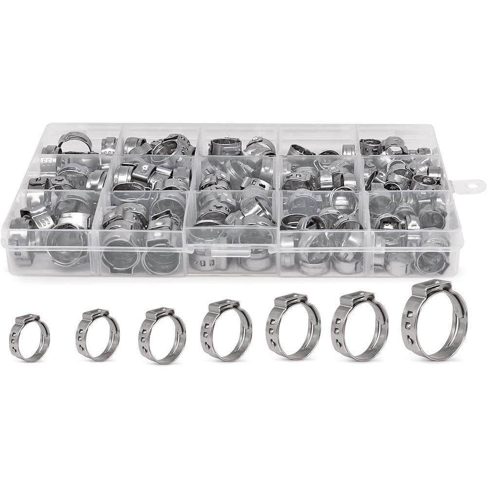 跨境145pcs盒装304不锈钢快速固定,卡箍喉箍抱箍管卡组合套装