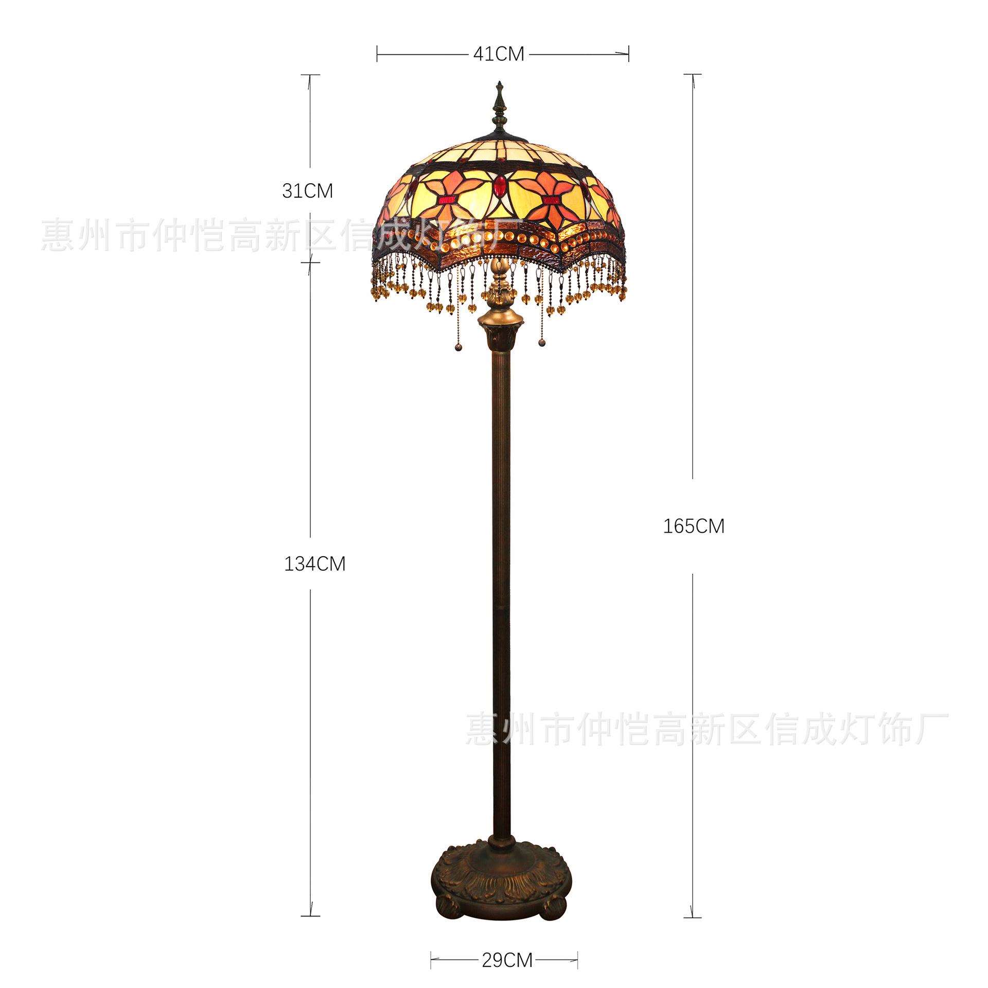 蒂凡尼欧式复古站立灯餐厅酒吧咖啡厅色新中式流苏珠花卧室落地灯