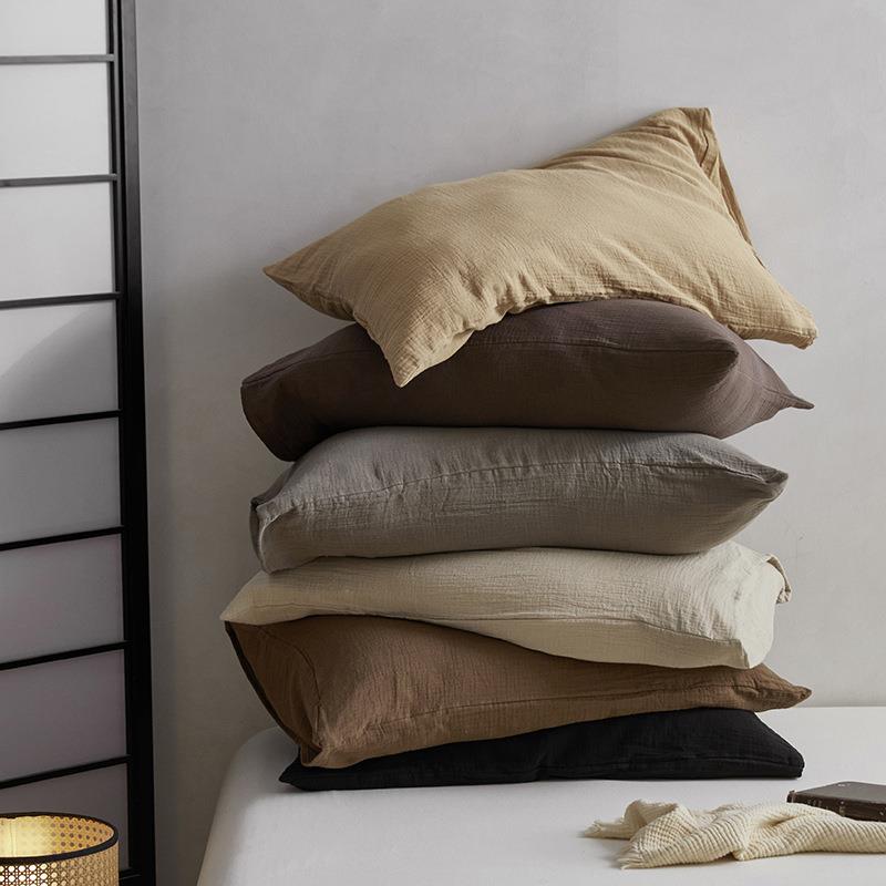 2023新款加厚全棉双层绉纱单枕套-美拉德系列 单枕套48*74cm/对