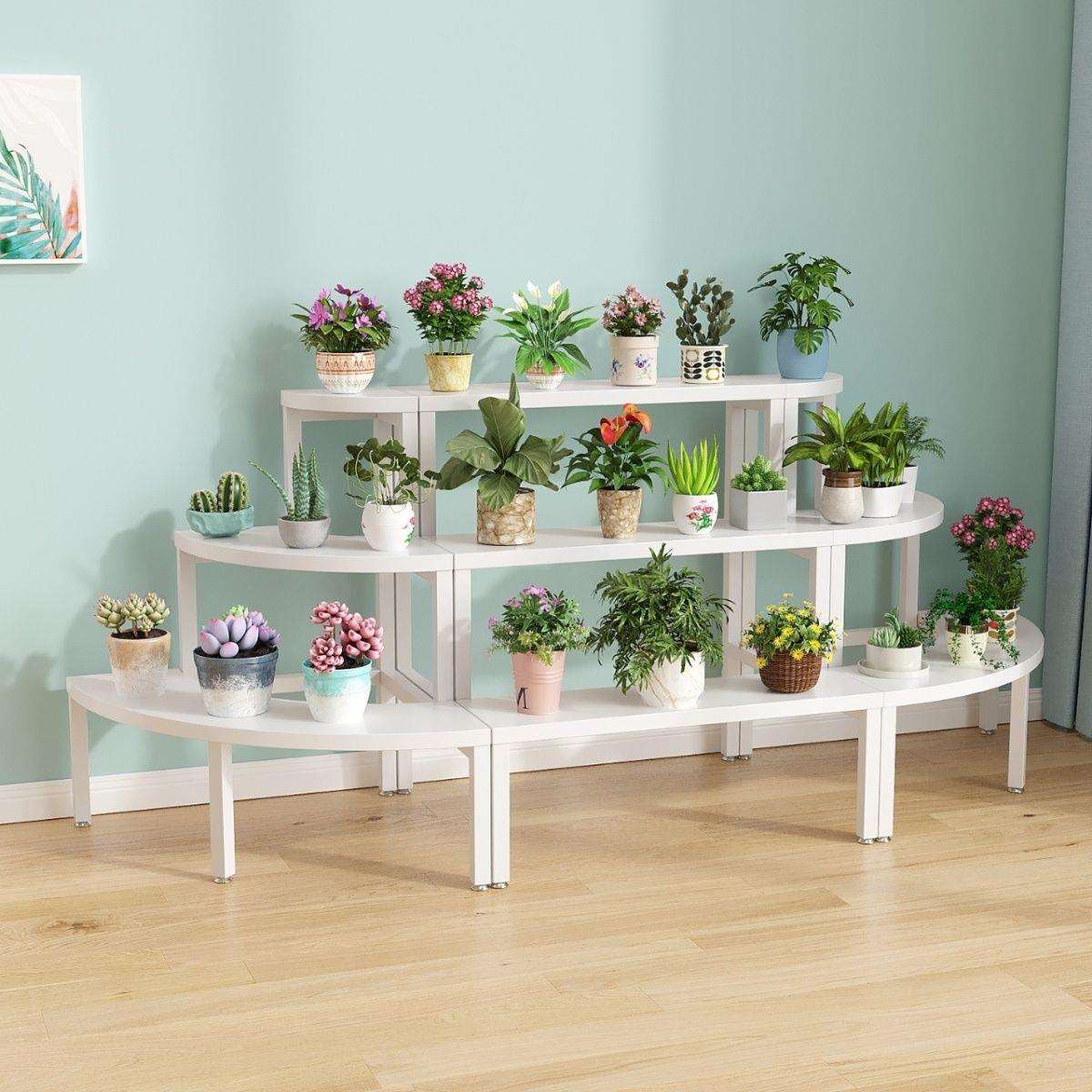 新款圆形花架多层网红弧形花架室内阳台客厅花半圆形展示异形架