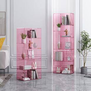 轻奢现代置物架亚克力客厅收纳展示架设计师多层落地书架装饰柜
