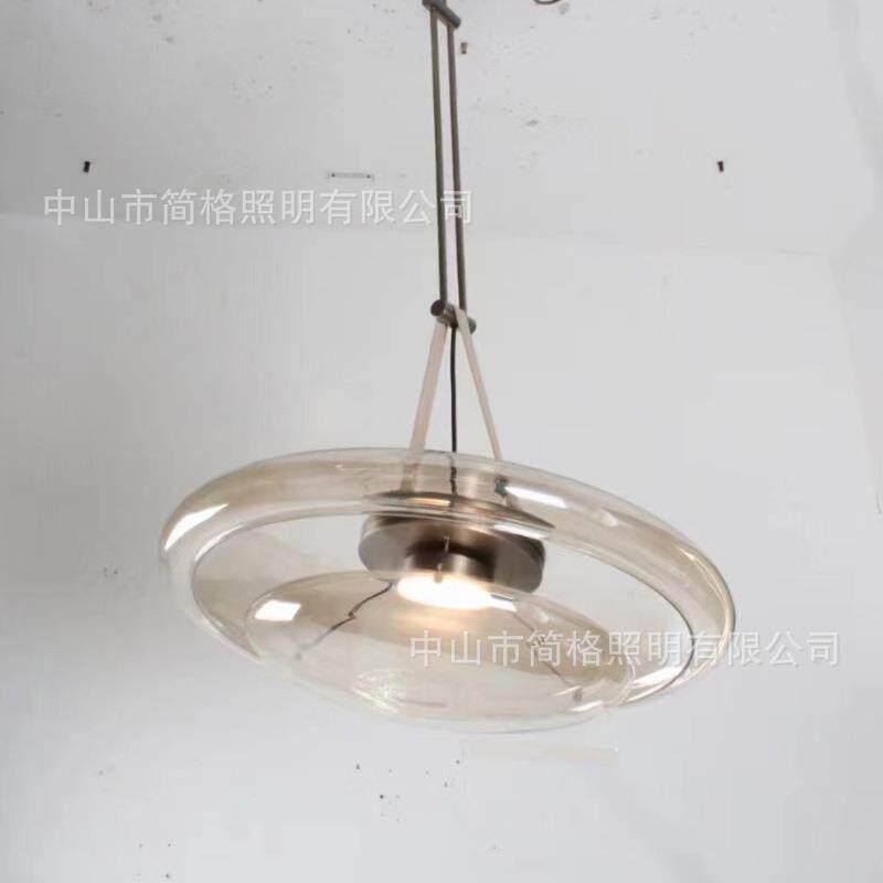后现代北欧餐厅玻璃吊灯不锈钢设计师样板房餐桌吧台创意可调节灯