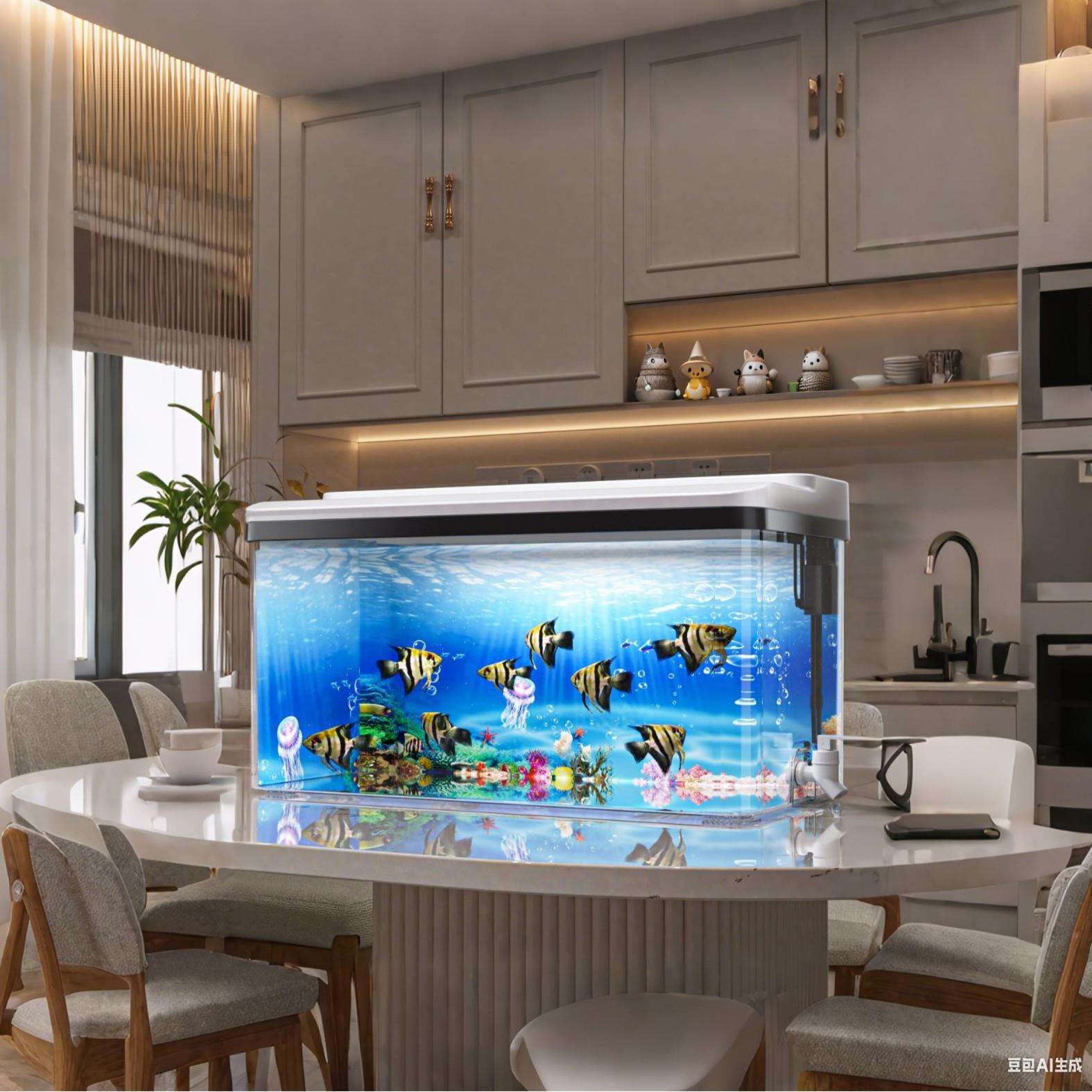 鱼缸客厅小金鱼乌龟饲养家用仿玻璃亚克力小型桌面生态缸透明造景