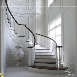 上海实木红橡木楼梯扶手踏步板轻奢别墅旋转复式 整体全屋B02