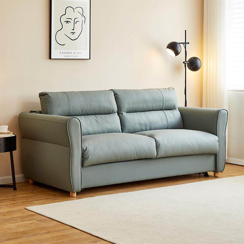 现代简约月蓝色小户型客厅可移动沙发床 折叠午休床客厅卧室两用