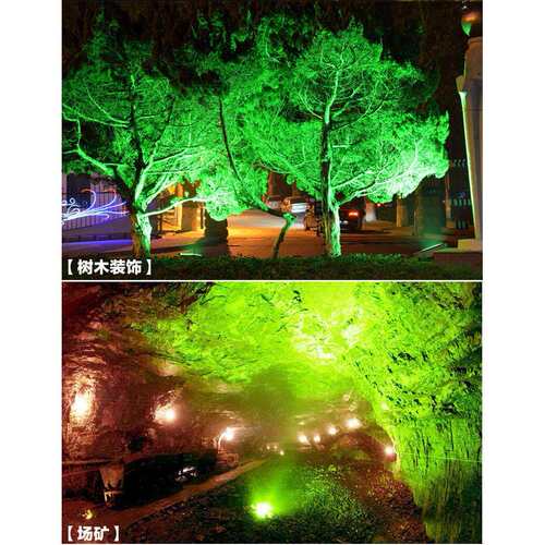 LED户外防水圆形超亮COB投射灯广告牌外墙景观庭院插地草坪照树灯