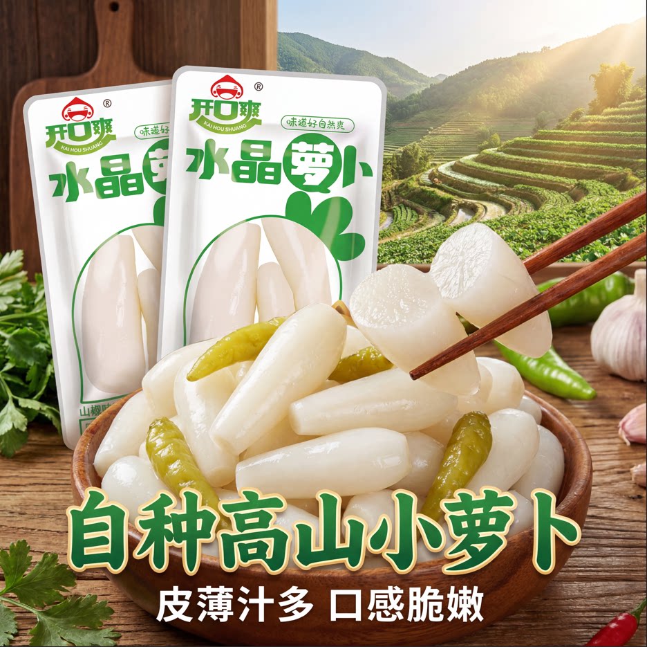 开口爽水晶萝卜泡椒酸辣小萝卜头