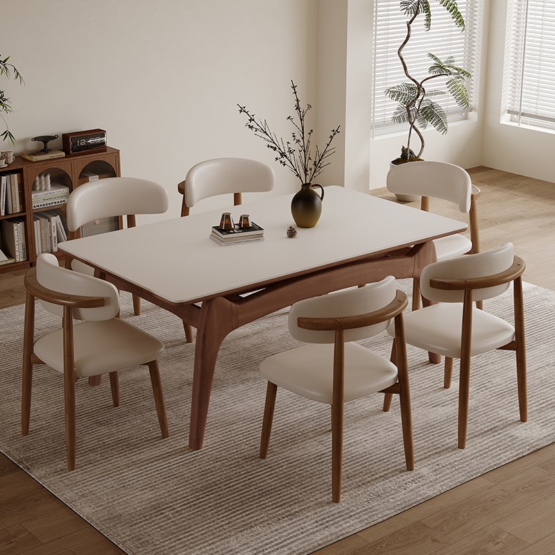 实木岩板餐c桌椅家用2024新款轻奢高级感桌子客厅小户型长方形饭