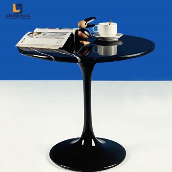 现代简约圆桌玻璃钢圆形大理石餐桌北欧郁金香桌子白色家用小户型