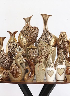 孤品-轻奢欧式陶瓷花瓶家居客厅电视柜酒柜玄关桌面W创意装饰摆件