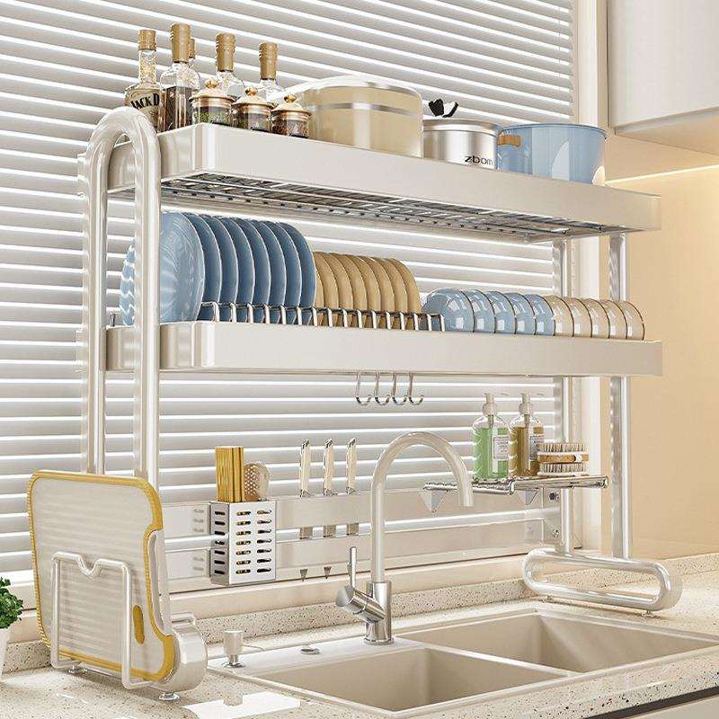 尔沫厨房水槽置物架不锈钢家用多功能水池洗碗碟一体收纳沥水架