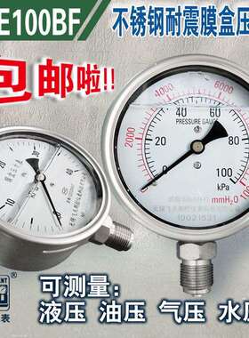 无锡飞天FTYLB厂家直销YNE100BF耐震不锈钢膜盒压力表微压千帕表