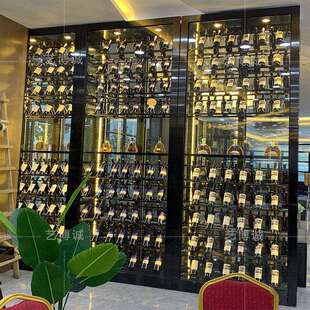 设计酒柜 酒庄不锈钢高端酒斜放红酒展示柜 金属红酒架博古架