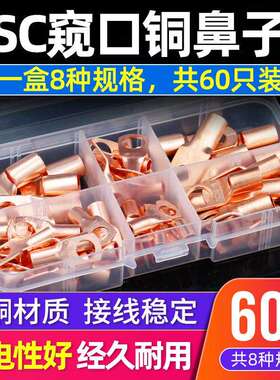 美规铜鼻子端子 170pcs盒装环形接线片 蓄电池铜鼻接线端子SC套装