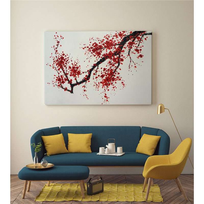 纯手绘简约风格艺术装饰画 植物风景油画客厅卧室壁画韩式挂画图片