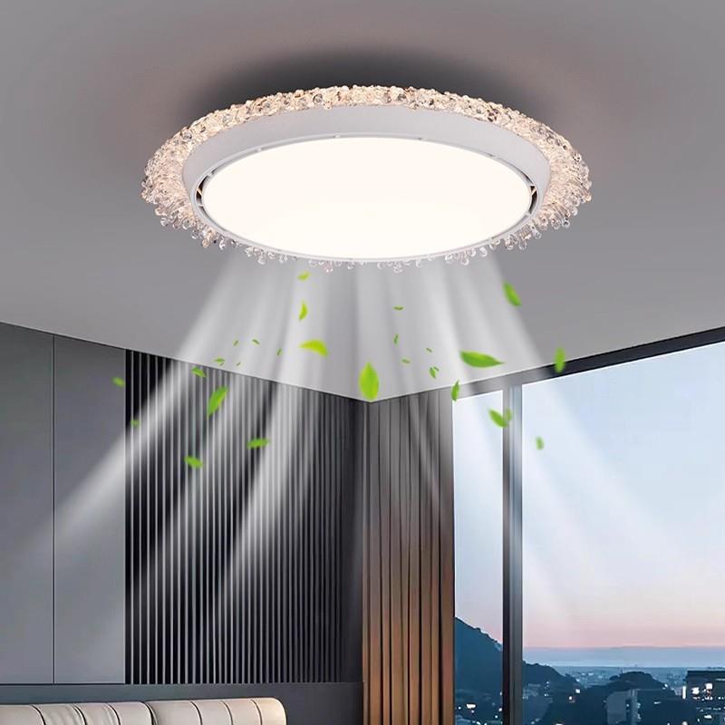 无叶风扇灯卧室圆形2025新款现代简约餐厅中古风创意吸顶风扇灯