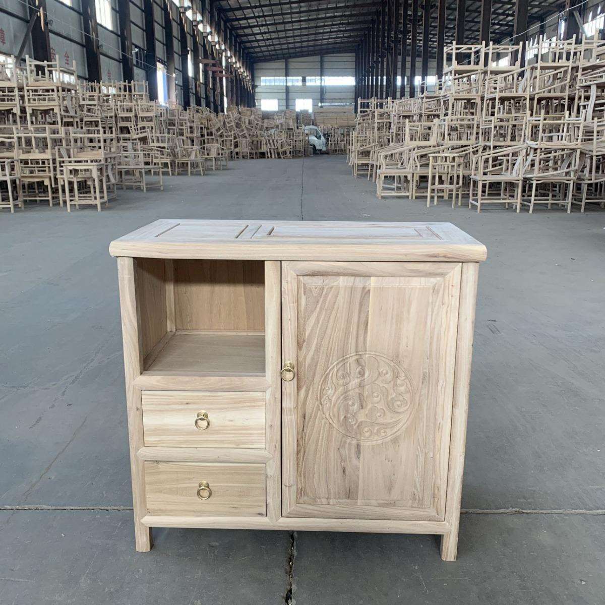 新中式茶桌老榆木茶水柜家用餐边柜阳台客厅白胚白茬白坯工厂