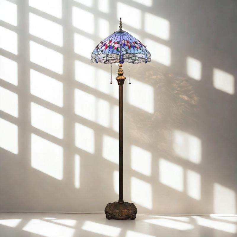 蒂凡尼经典节庆蓝色蜻蜓站立茶几简约酒吧咖啡餐厅卧室别墅落地灯