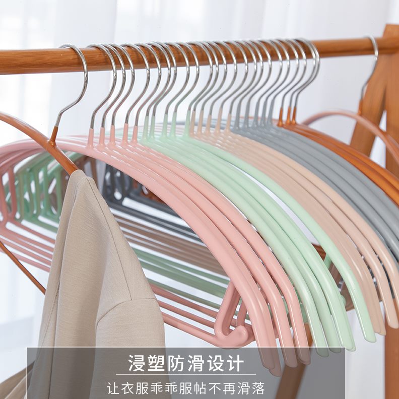家用晾金属半圆成人衣架不锈钢挂钩挂裤架防滑无痕衣撑浸塑衣服架