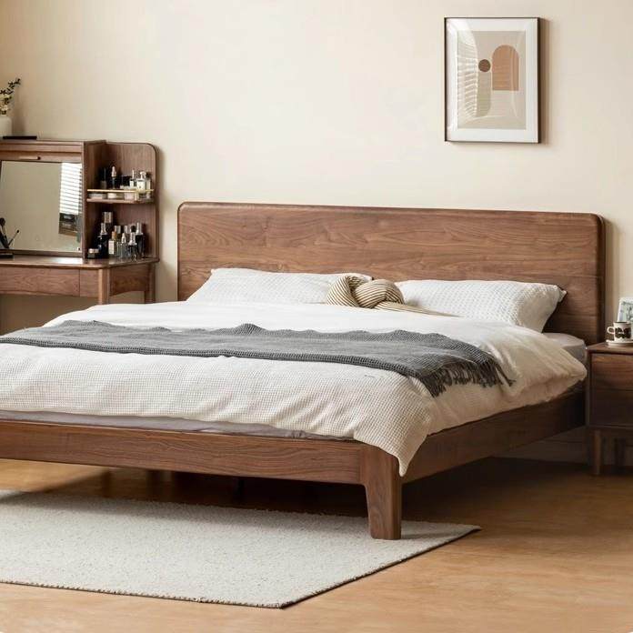 现代简约黑胡桃木双人床北欧卧室实木床木蜡油家居大板床,鲜花速递/花卉仿真/绿植园艺,割草机/草坪机,淘宝优惠券,粉丝福利购,淘宝优惠卷