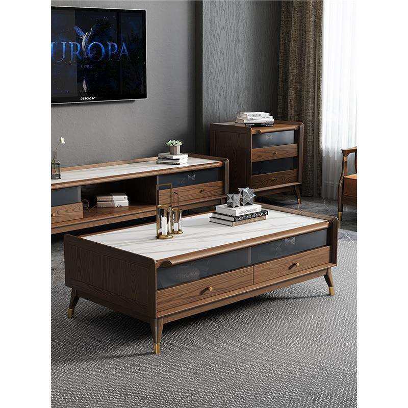 北欧轻奢岩板茶几电视柜组合简约现代白蜡木实木新中式客厅茶几桌,电子元器件市场,其它元器件,淘宝优惠券,粉丝福利购,淘宝优惠卷