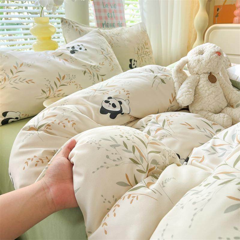 A类母婴级水洗棉小清新四件套 超柔绵柔宿舍床单被套床上用品套件